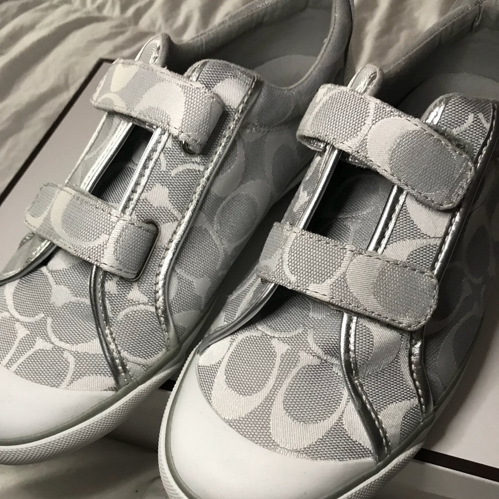 Silver Coach Velcro Sneakers